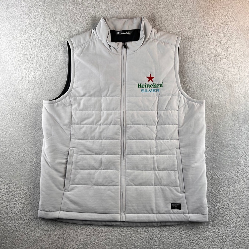 TravisMathew Mens Interlude Puffer Vest Heineken Silver Gray TM1LD002 Size L